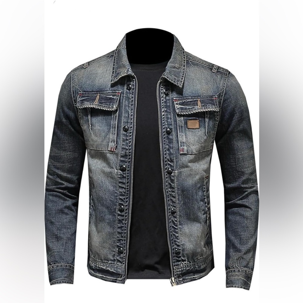 Denim Jacket with Zipper Front size XL